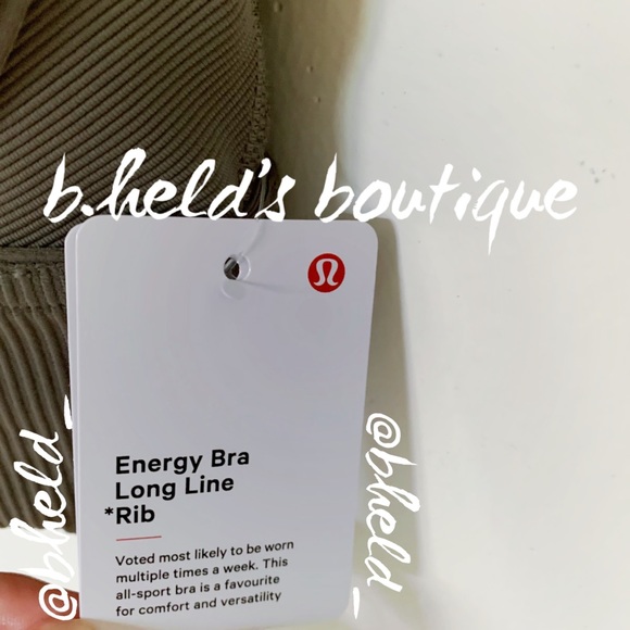 lululemon Energy Bra Long Line Ribbed in Rover Brown Tan Grey Size 4 New NWT - Picture 3 of 14